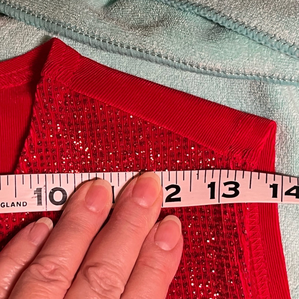 1/$10 or 2/$15 Red Glitter Short Sleeve Spandex Top, The Travel Collection - Picture 8 of 13